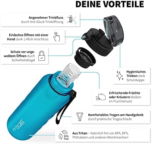 720°DGREE uberBottle Trinkflasche SoftTouch 500ml - Auslaufsicher, BPA-Frei - für Sport und Outdoor-Aktivitäten - Climat
