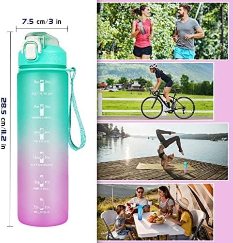 CodiCile Trinkflasche 1L - Ideal für Outdoor Aktivitäten mit Zeitmarkierung und Strohhalm
| CodiCile 1L Trinkflasche St