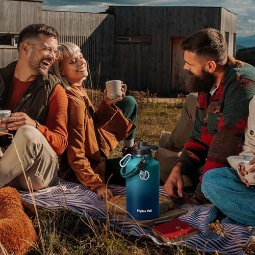 HydroPal Edelstahl Trinkflasche - Isolierte Flasche mit Strohhalm & 2 Deckeln, Auslaufsichere Isolierung für Sport, 500m