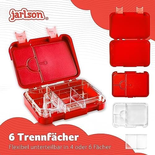 Jarlson® Brotdose Kinder mit Fächern - TONI Lunchbox - Auslaufdurchfall-Sicher – Jausenbox für Kindergarten und Schule -