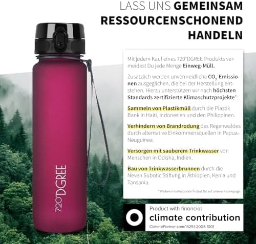 720°DGREE uberBottle Trinkflasche SoftTouch 500ml - Auslaufsicher, BPA-Frei - für Sport und Outdoor-Aktivitäten - Climat