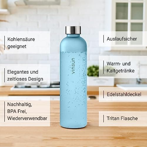 VINSUN Trinkflasche 1000ml - auslaufsicher, BPA frei, Tritan - Leichte Wasserflasche für Sport und Outdoor activities -