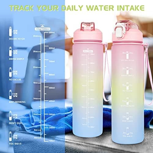 CodiCile Trinkflasche 1L - Ideal für Outdoor Aktivitäten mit Zeitmarkierung und Strohhalm
| CodiCile 1L Trinkflasche St