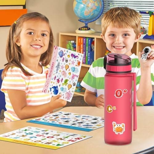 Luyiilo Kinder Trinkflasche Auslaufsicher für Schule und Fitnessstudio (500ml - Blau)