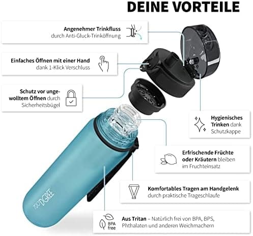 720°DGREE uberBottle Trinkflasche SoftTouch 500ml - Auslaufsicher, BPA-Frei - für Sport und Outdoor-Aktivitäten - Climat