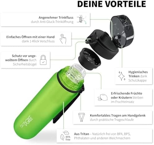 720°DGREE uberBottle Trinkflasche SoftTouch 500ml - Auslaufsicher, BPA-Frei - für Sport und Outdoor-Aktivitäten - Climat