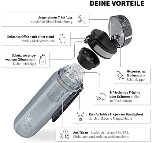 720°DGREE uberBottle Trinkflasche SoftTouch 500ml - Auslaufsicher, BPA-Frei - für Sport und Outdoor-Aktivitäten - Climat