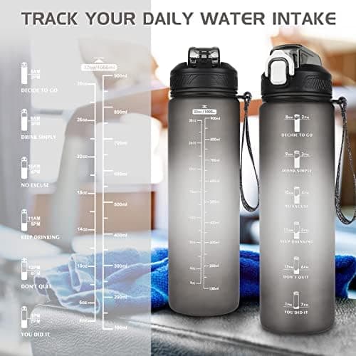 CodiCile Trinkflasche 1L - Ideal für Outdoor Aktivitäten mit Zeitmarkierung und Strohhalm
| CodiCile 1L Trinkflasche St