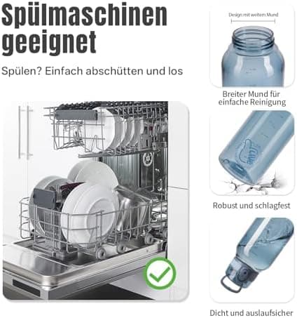 UZSPACE Kinder Trinkflasche 600ml - Sportlich, Auslaufsicher & Spülmaschinenfest zur Schule und Outdoor aktivarten für M