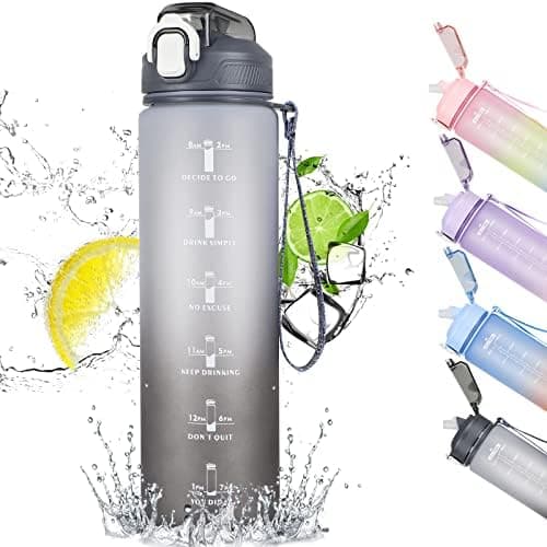 CodiCile Trinkflasche 1L - Ideal für Outdoor Aktivitäten mit Zeitmarkierung und Strohhalm
| CodiCile 1L Trinkflasche St