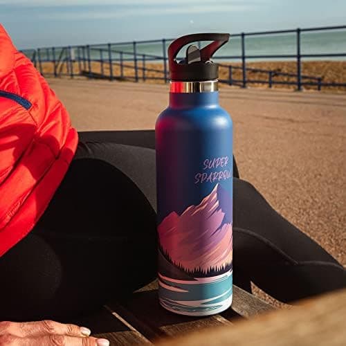 Super Sparrow Thermobecher für Sport und Outdoor - 500ml, 750ml - BPA-Frei, ClimatePartner certified - FlipFlow Trinkfla