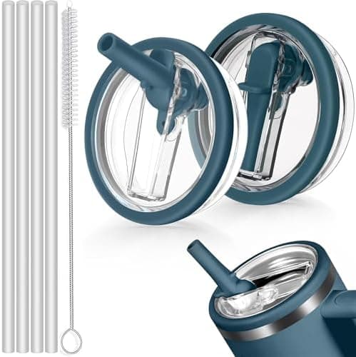 Sunshine Smile - Auslaufsicherer Ersatzdeckel für Stanley Cup Becher 40oz + 4 Trinkhalme + Strohhalm Bürste | Für Zubeah