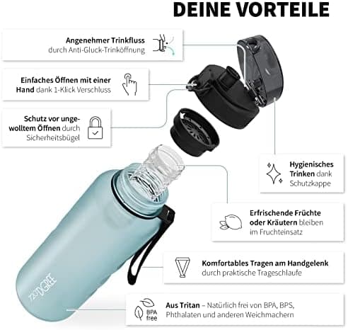720°DGREE uberBottle Trinkflasche SoftTouch 500ml - Auslaufsicher, BPA-Frei - für Sport und Outdoor-Aktivitäten - Climat
