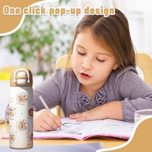 Thermosflasche mit Capybara Motiv – Edelstahl, 600ml, BPA-frei – für Kinder, Schule, Reisen
