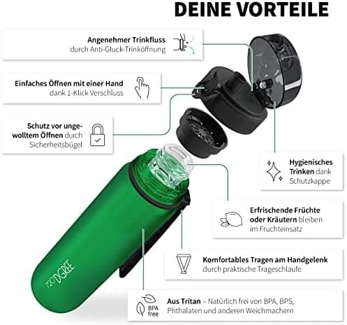 720°DGREE uberBottle Trinkflasche SoftTouch 500ml - Auslaufsicher, BPA-Frei - für Sport und Outdoor-Aktivitäten - Climat