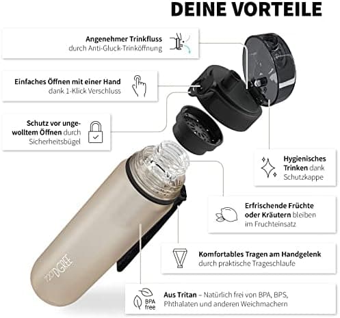 720°DGREE uberBottle Trinkflasche SoftTouch 500ml - Auslaufsicher, BPA-Frei - für Sport und Outdoor-Aktivitäten - Climat