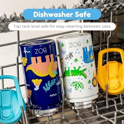 BOZ Isolierte Wasserflasche für Kinder | Edelstahl, doppelwandig, 414 ml | Praktisch und bequem mit Strohhalm-Deckel