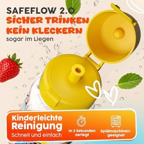 Trinkflasche Kinder auslaufsicher Regenbogen 400 ml Kohlensäure geeignet BPA-frei Tritan spülmaschinenfest Easy-Clean Ma
