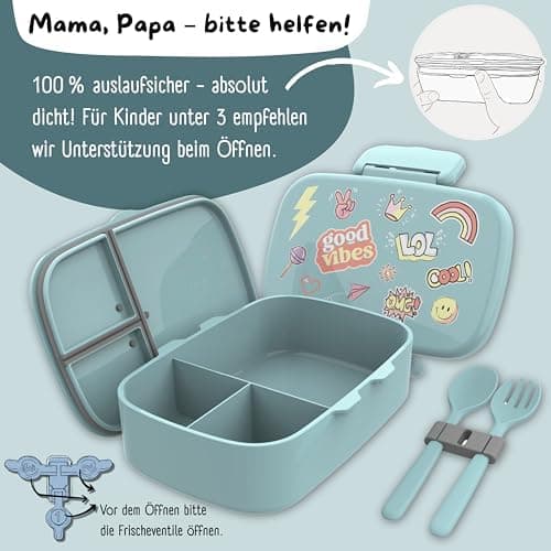 Bearfoot Brotdose Kinder BPAfrei mit Fächern Lunchbox für Mädchen & Jungen