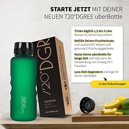 720°DGREE uberBottle Trinkflasche SoftTouch 500ml - Auslaufsicher, BPA-Frei - für Sport und Outdoor-Aktivitäten - Climat