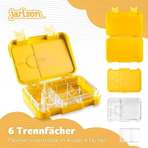 Jarlson® Brotdose Kinder mit Fächern - TONI Lunchbox - Auslaufdurchfall-Sicher – Jausenbox für Kindergarten und Schule -