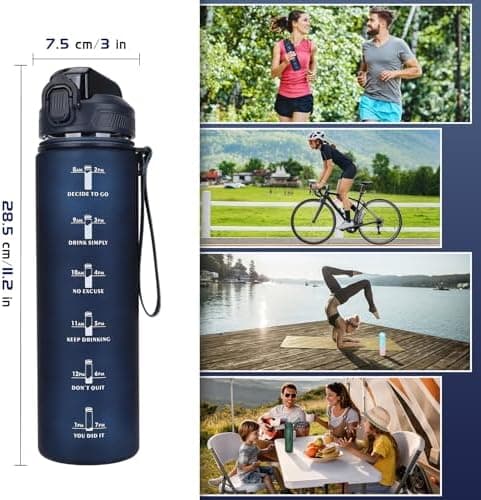 CodiCile Trinkflasche 1L - Ideal für Outdoor Aktivitäten mit Zeitmarkierung und Strohhalm
| CodiCile 1L Trinkflasche St