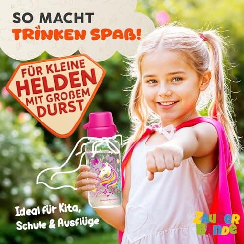Trinkflasche Kinder auslaufsicher Regenbogen 400 ml Kohlensäure geeignet BPA-frei Tritan spülmaschinenfest Easy-Clean Ma
