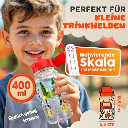 Trinkflasche Kinder auslaufsicher Regenbogen 400 ml Kohlensäure geeignet BPA-frei Tritan spülmaschinenfest Easy-Clean Ma