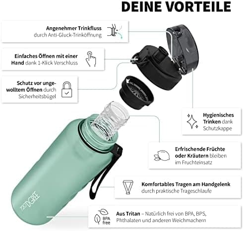 720°DGREE uberBottle Trinkflasche SoftTouch 500ml - Auslaufsicher, BPA-Frei - für Sport und Outdoor-Aktivitäten - Climat