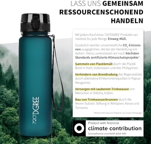 720°DGREE uberBottle Trinkflasche SoftTouch 500ml - Auslaufsicher, BPA-Frei - für Sport und Outdoor-Aktivitäten - Climat