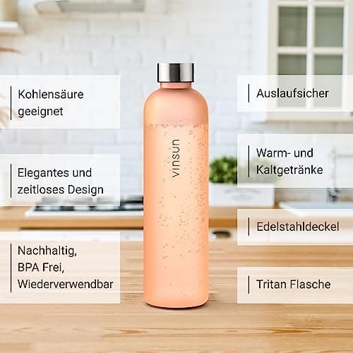VINSUN Trinkflasche 1000ml - auslaufsicher, BPA frei, Tritan - Leichte Wasserflasche für Sport und Outdoor activities -
