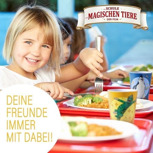 AWAVE Kinder Tasse Set | 4-teilig | 250 ml rPET Henkelbecher | Fuchs Rabbat Pinguin Juri Schildkröte Henrietta Chamäleon