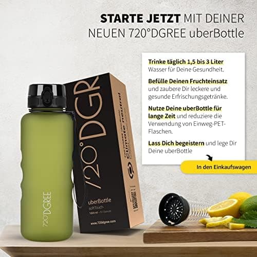 720°DGREE uberBottle Trinkflasche SoftTouch 500ml - Auslaufsicher, BPA-Frei - für Sport und Outdoor-Aktivitäten - Climat