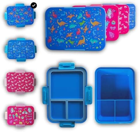 Magische Traumwelt Rosa Kinder Brotdose – Bento Lunchbox mit 3 Fächern – BPA-frei & Mikrowellen- & Spülmaschinengeeignet