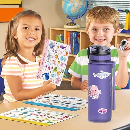Luyiilo Kinder Trinkflasche Auslaufsicher für Schule und Fitnessstudio (500ml - Blau)