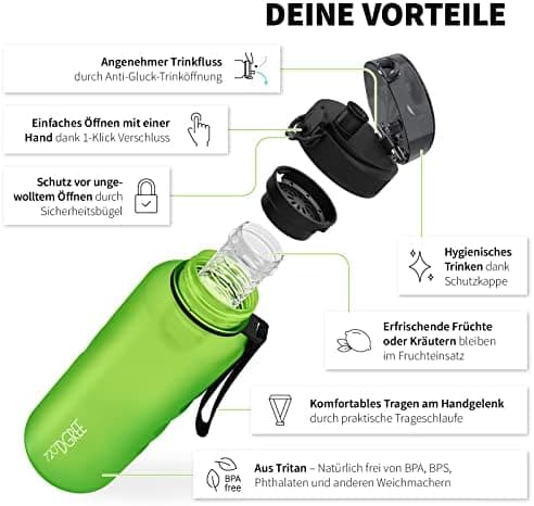 720°DGREE uberBottle Trinkflasche SoftTouch 500ml - Auslaufsicher, BPA-Frei - für Sport und Outdoor-Aktivitäten - Climat