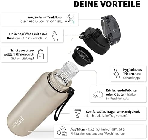 720°DGREE uberBottle Trinkflasche SoftTouch 500ml - Auslaufsicher, BPA-Frei - für Sport und Outdoor-Aktivitäten - Climat