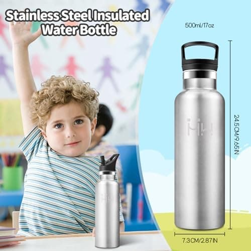 HoneyHolly Edelstahl Trinkflasche 500ML Kinder BPA-Frei Isoliert Thermoflasche