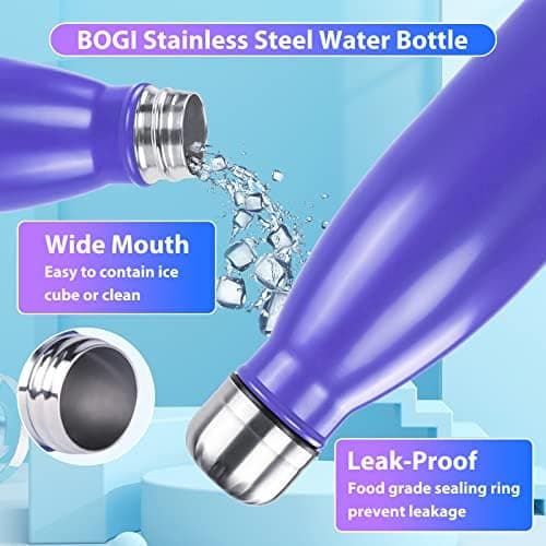 BOGI Doppelwandige Thermosflasche Edelstahl Trinkflasche Kinder Trinkflasche Schule Himmelblau Pink