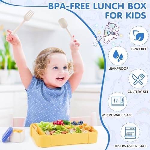 Kinder Brotdose WuGU 5-Fach Auslauf Sicher 1300 ml Grüne Lunchbox für Schule und Ausflüge