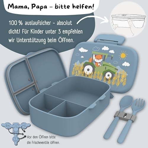 Bearfoot Brotdose Kinder BPAfrei mit Fächern Lunchbox für Mädchen & Jungen