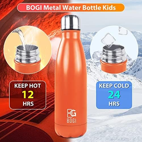 BOGI Doppelwandige Thermosflasche Edelstahl Trinkflasche Kinder Trinkflasche Schule Himmelblau Pink