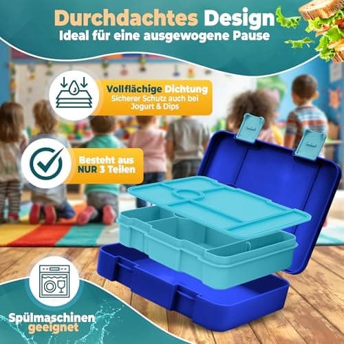 Kinder Brotdose mit Fächern Auslaufsicher & BPA frei
| Vesperbox Kinder Bento Box mit Fächern
| Frühstücksbox Kinder Br