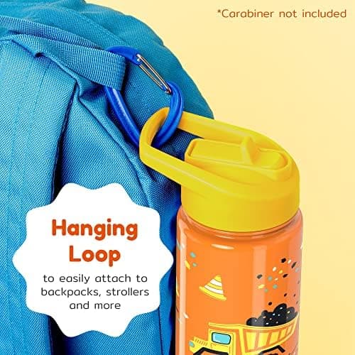BOZ Isolierte Wasserflasche für Kinder | Edelstahl, doppelwandig, 414 ml | Praktisch und bequem mit Strohhalm-Deckel