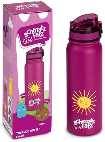 schmatzfatz Thermosflasche Kinder Auslaufsicher Wassertierzucht 550ml Edelstahl-Trinkflasche Thermo für Schule & Kinderg