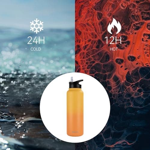 Edelstahl Trinkflasche 1.2L BPAfrei-Thermoskanne-Vakuum Doppelwandisolierung für Sport Campings-Reise-Kohlensäure Geeign
