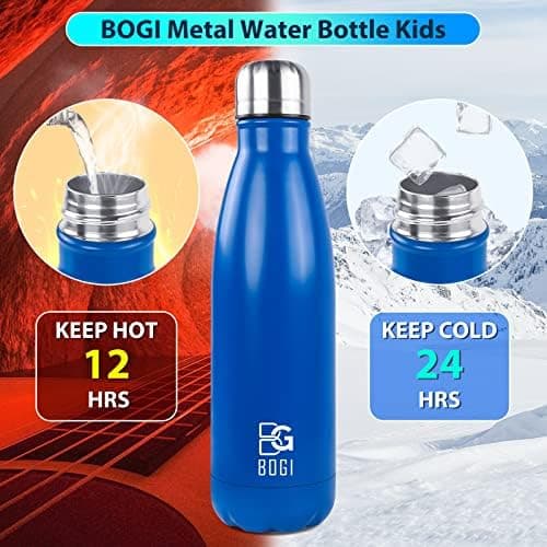 BOGI Doppelwandige Thermosflasche Edelstahl Trinkflasche Kinder Trinkflasche Schule Himmelblau Pink