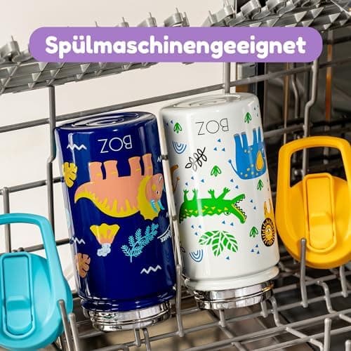 BOZ Isolierte Wasserflasche für Kinder | Edelstahl, doppelwandig, 414 ml | Praktisch und bequem mit Strohhalm-Deckel