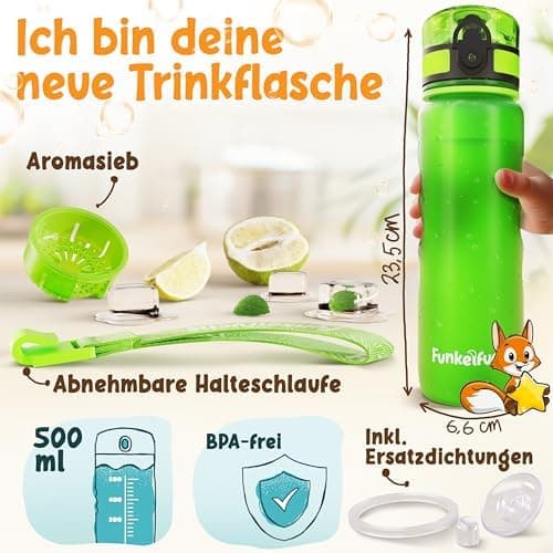 Nur für Funkelfuchs Trinkflaschen passende Ersatzdeckel 500ml (grün) - Luxus Design und Dauerhaftigkeit