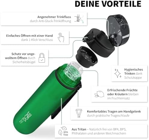 720°DGREE uberBottle Trinkflasche SoftTouch 500ml - Auslaufsicher, BPA-Frei - für Sport und Outdoor-Aktivitäten - Climat